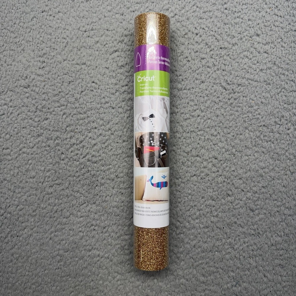 NISP Cricut 2002039 Glitter GOLD 12" x 19" Iron On Roll Provo Craft & Novelty